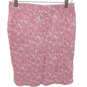 Izod Skirt Womens 8 Pink White Tulip Floral Pattern Cotton Blend Casual Summer